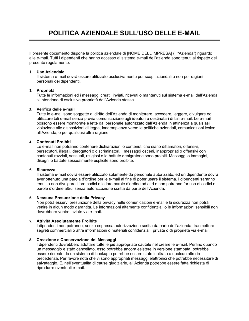 Business-in-a-Box's Uso delle e-mail