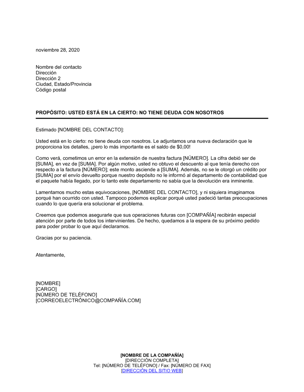 Business-in-a-Box's Usted está en lo cierto - No nos debe nada