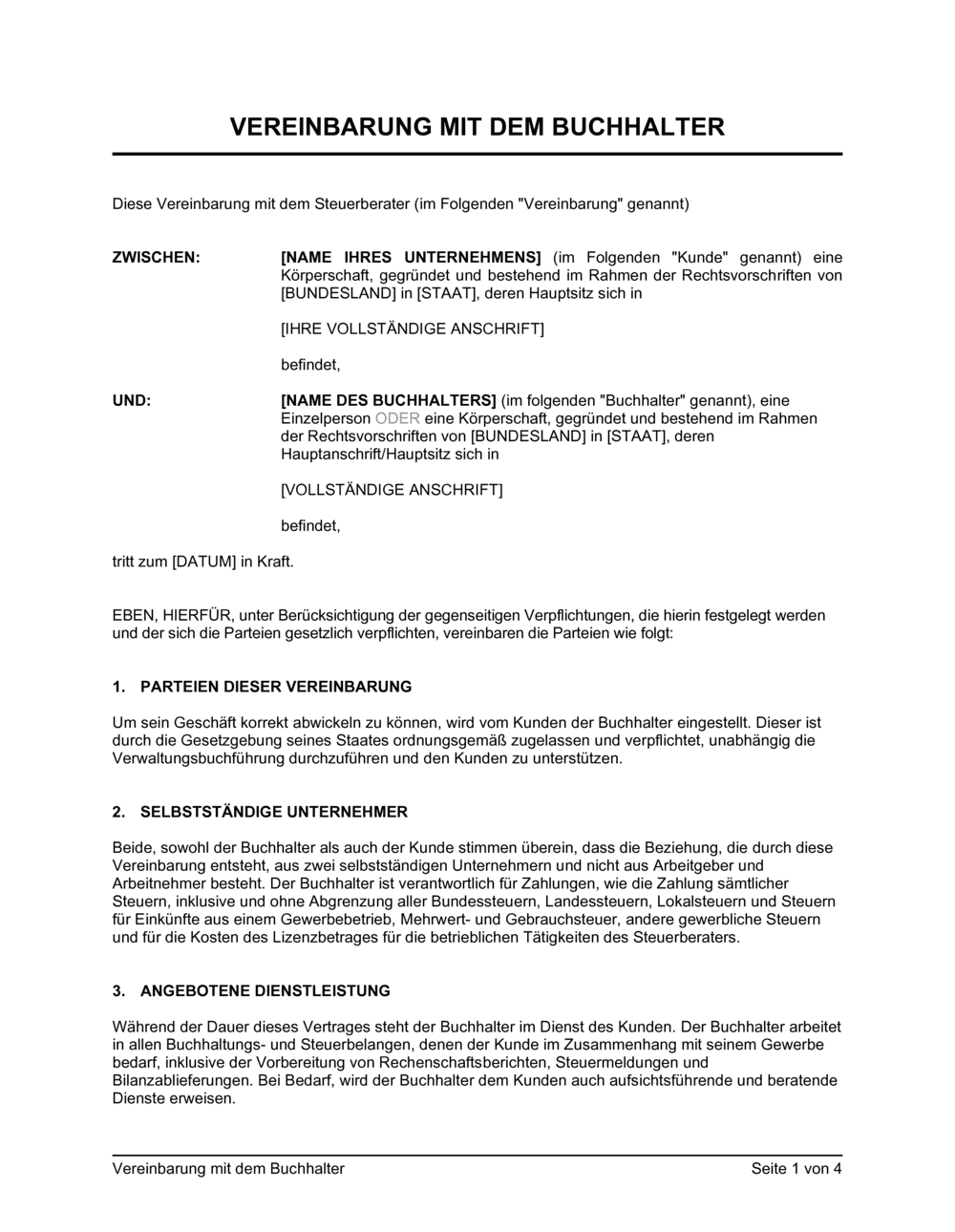 Business-in-a-Box's Vereinbarung mit dem Buchhalter