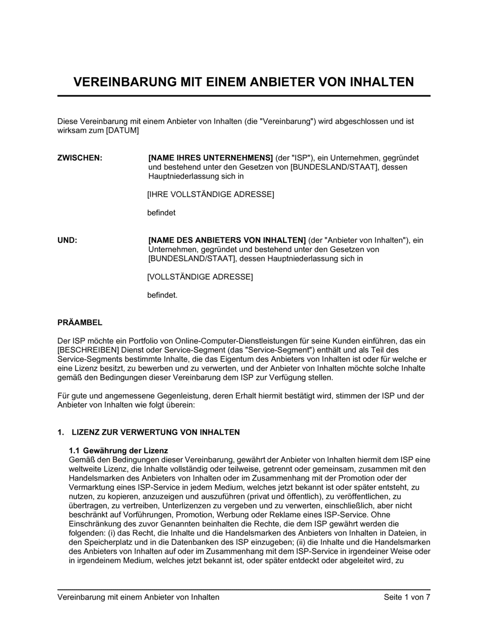 Business-in-a-Box's Vereinbarung mit einem Anbieter von Inhalten