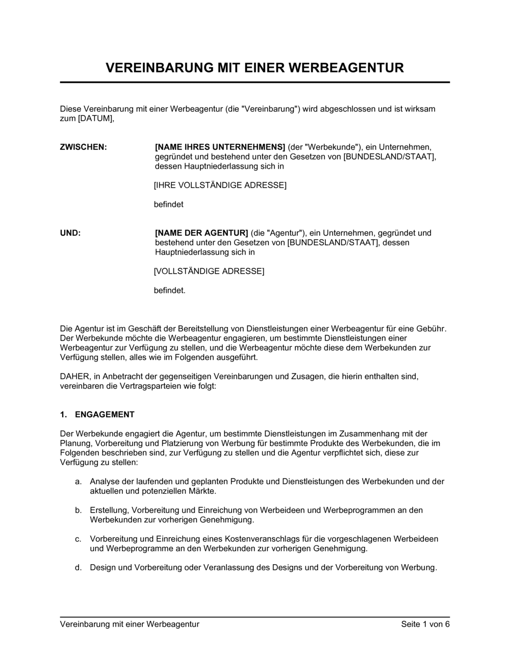 Business-in-a-Box's Vereinbarung mit einer Werbeagentur