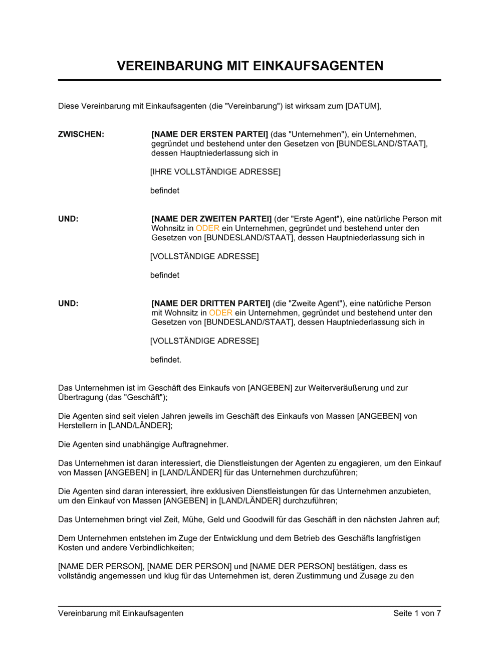 Business-in-a-Box's Vereinbarung mit Einkaufsagenten