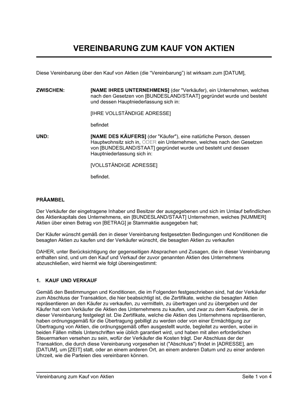 Business-in-a-Box's Vereinbarung zum Kauf von Aktien