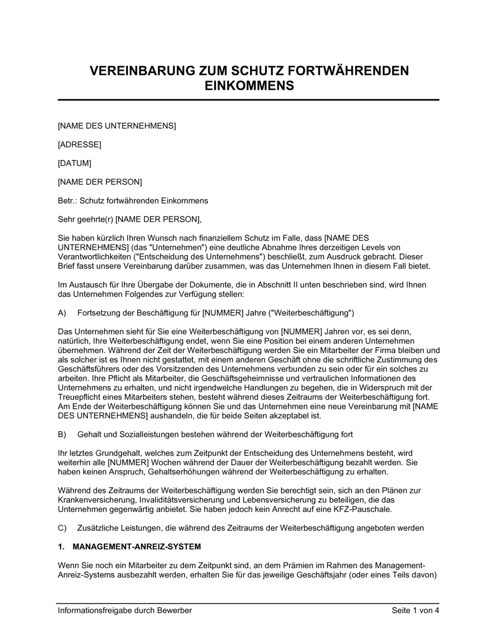 Business-in-a-Box's Vereinbarung zum Schutz fortwährenden Einkommens