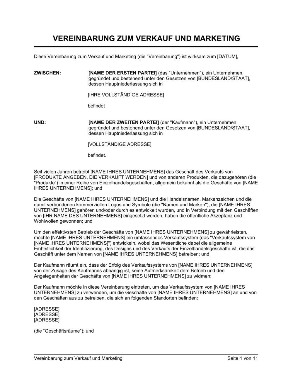 Business-in-a-Box's Vereinbarung zum Verkauf und Marketing