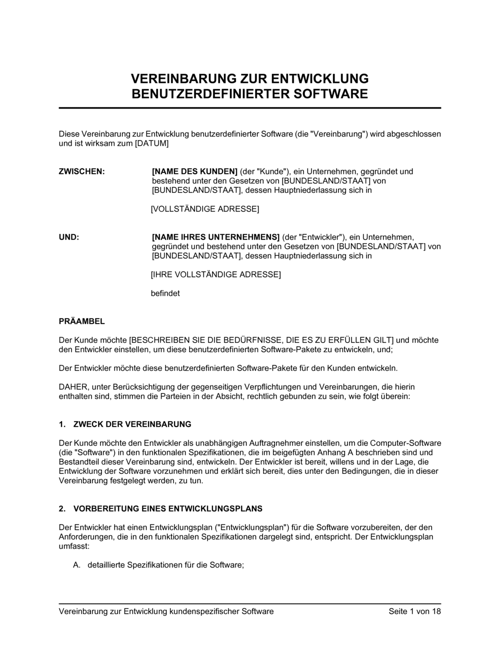 Business-in-a-Box's Vereinbarung zur Entwicklung kundenspezifischer Software