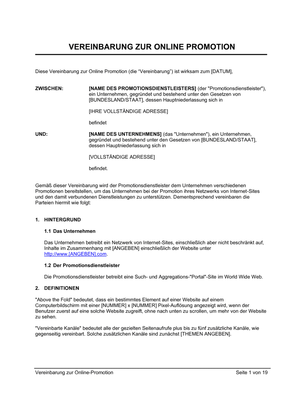 Business-in-a-Box's Vereinbarung zur Online Promotion