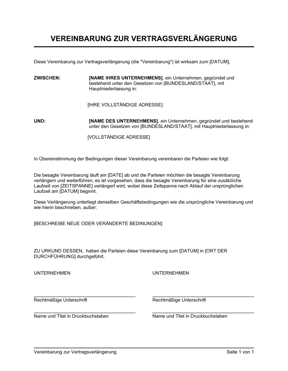 Business-in-a-Box's Vereinbarung zur Vertragsverlängerung