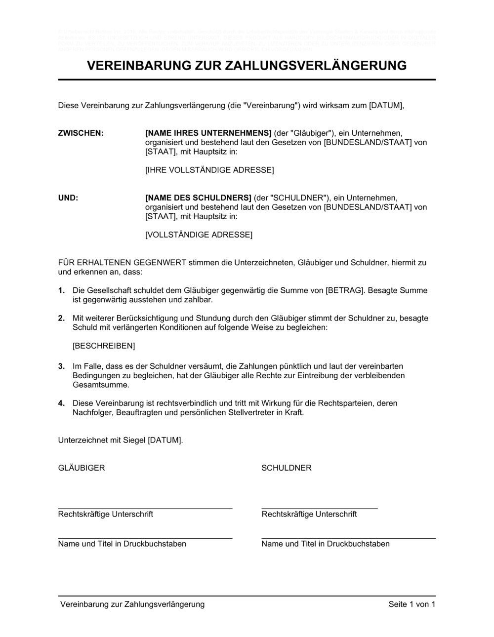 Business-in-a-Box's Vereinbarung zur Zahlungsverlängerung