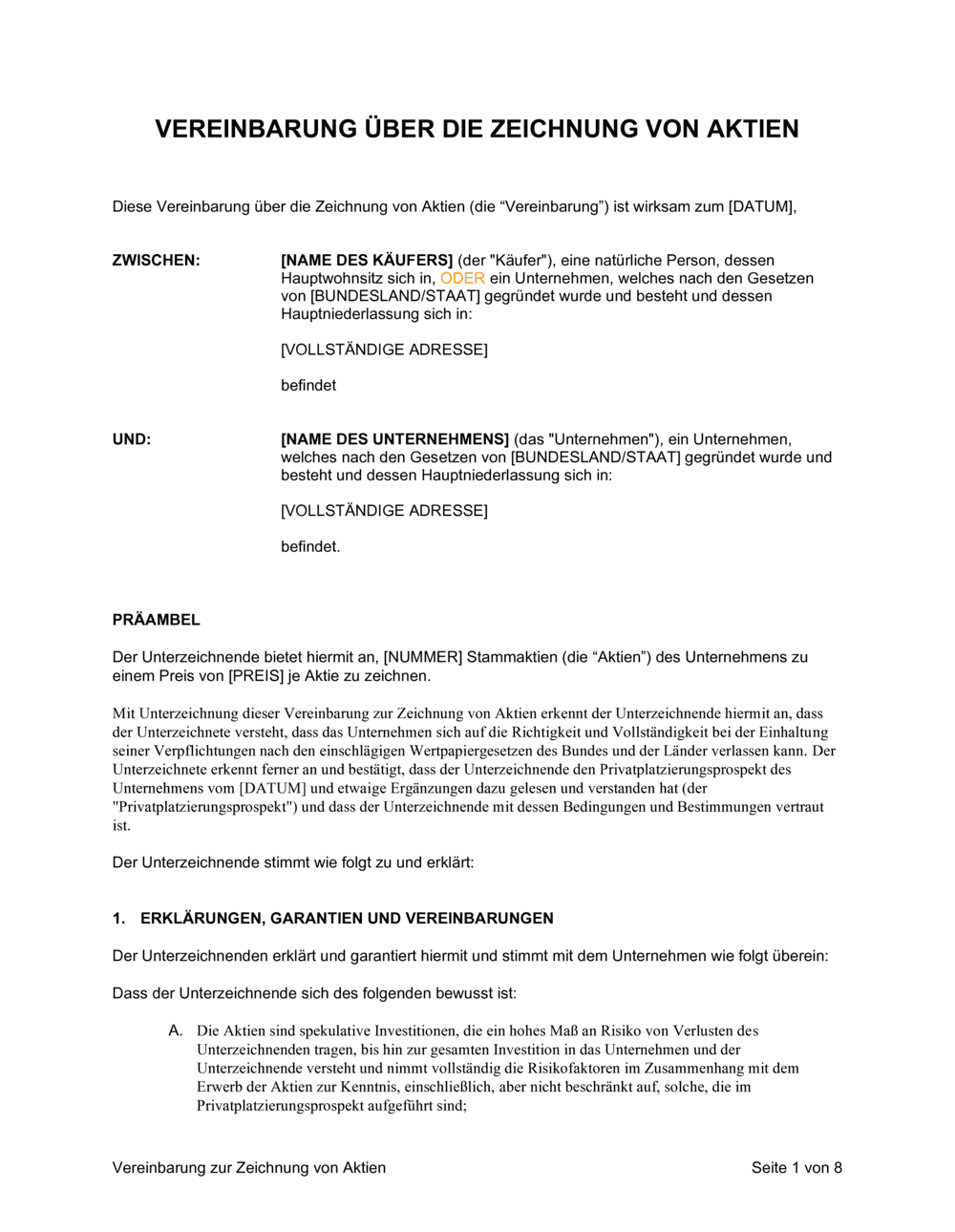 Business-in-a-Box's Vereinbarung zur Zeichnung von Aktien 2