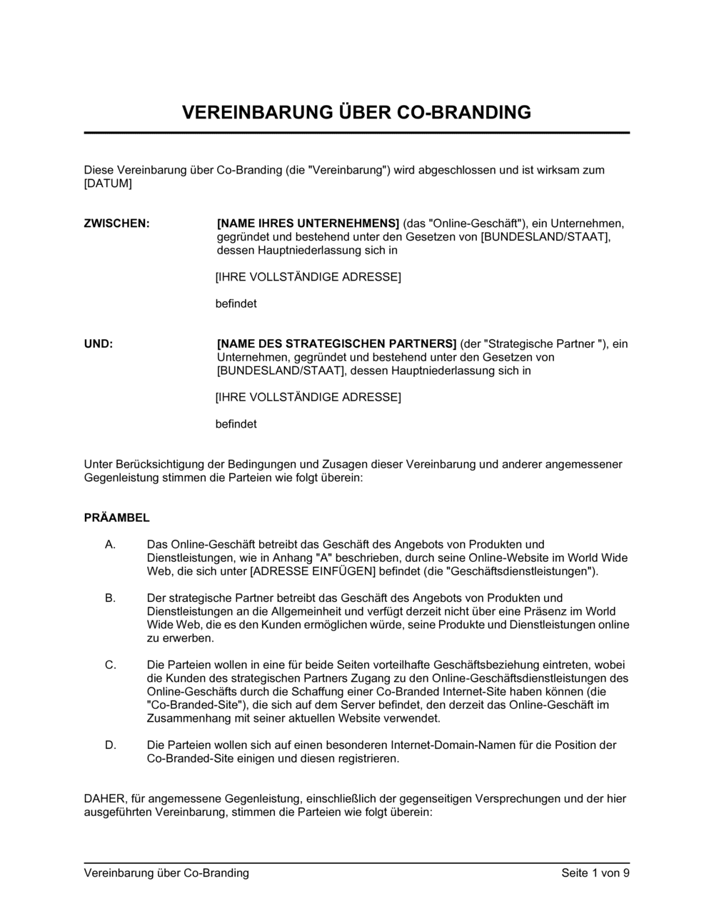 Business-in-a-Box's Vereinbarung über Co Branding