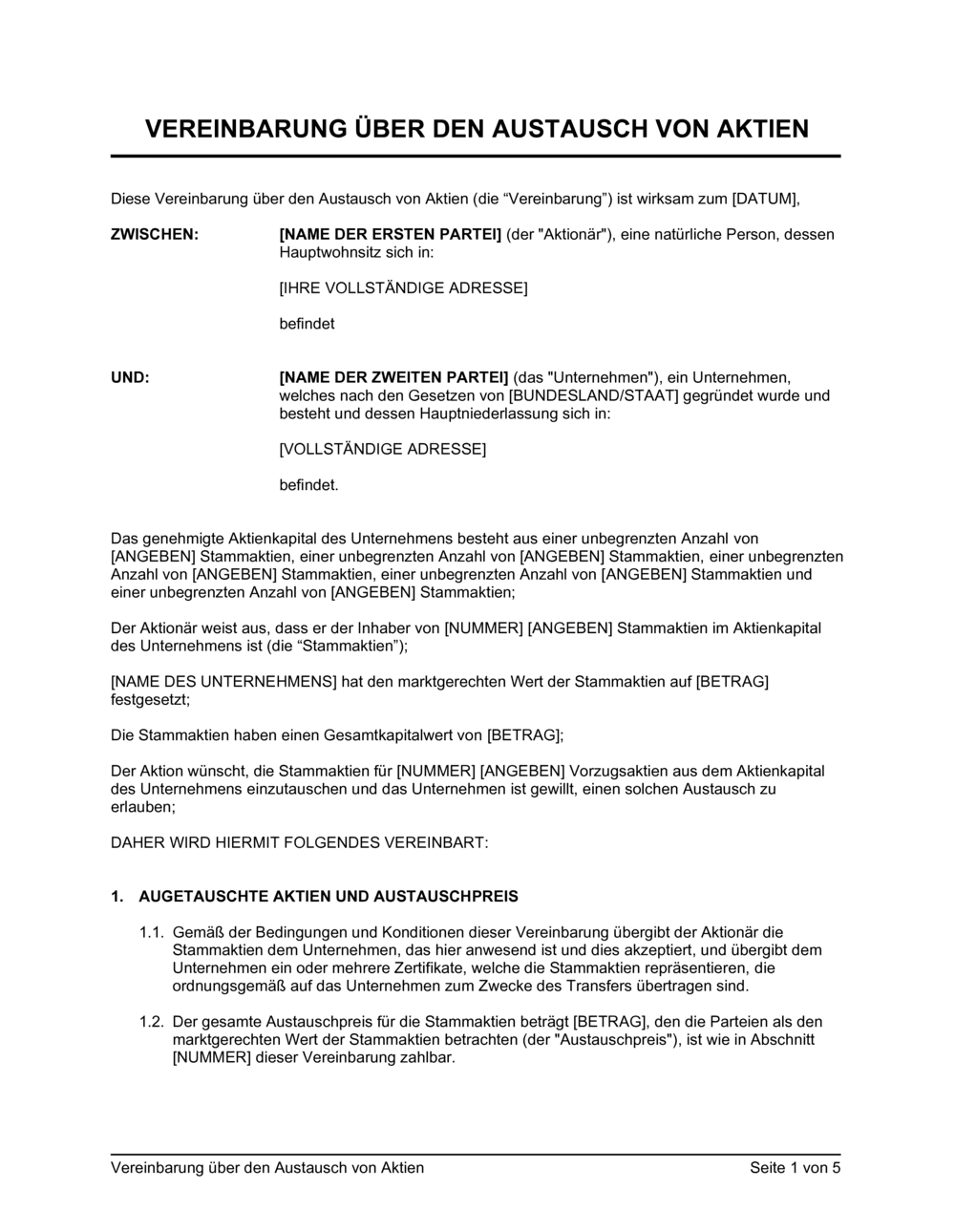 Business-in-a-Box's Vereinbarung über den Austausch von Aktien