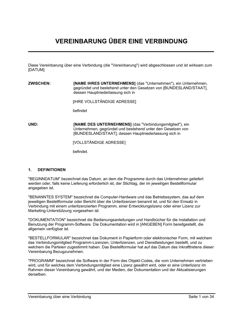 Business-in-a-Box's Vereinbarung über eine Verbindung