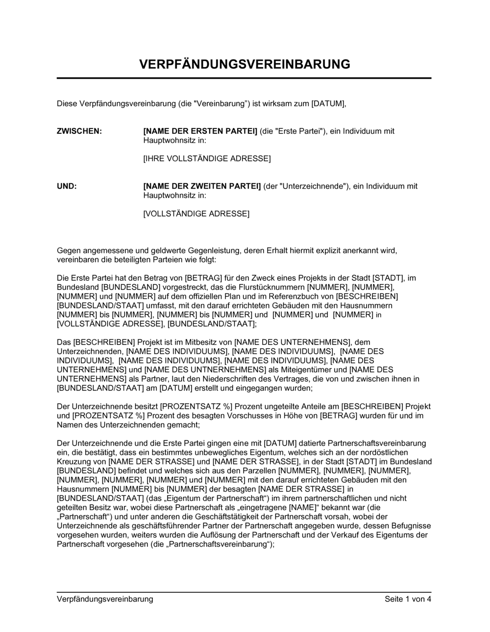 Business-in-a-Box's Verpfändungsvereinbarung