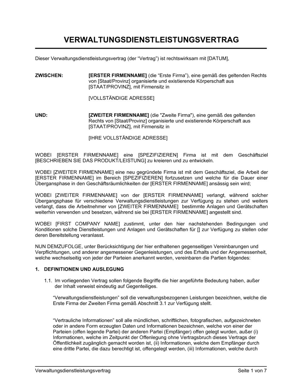 Business-in-a-Box's Verwaltungsdienstleistungsvertrag 3