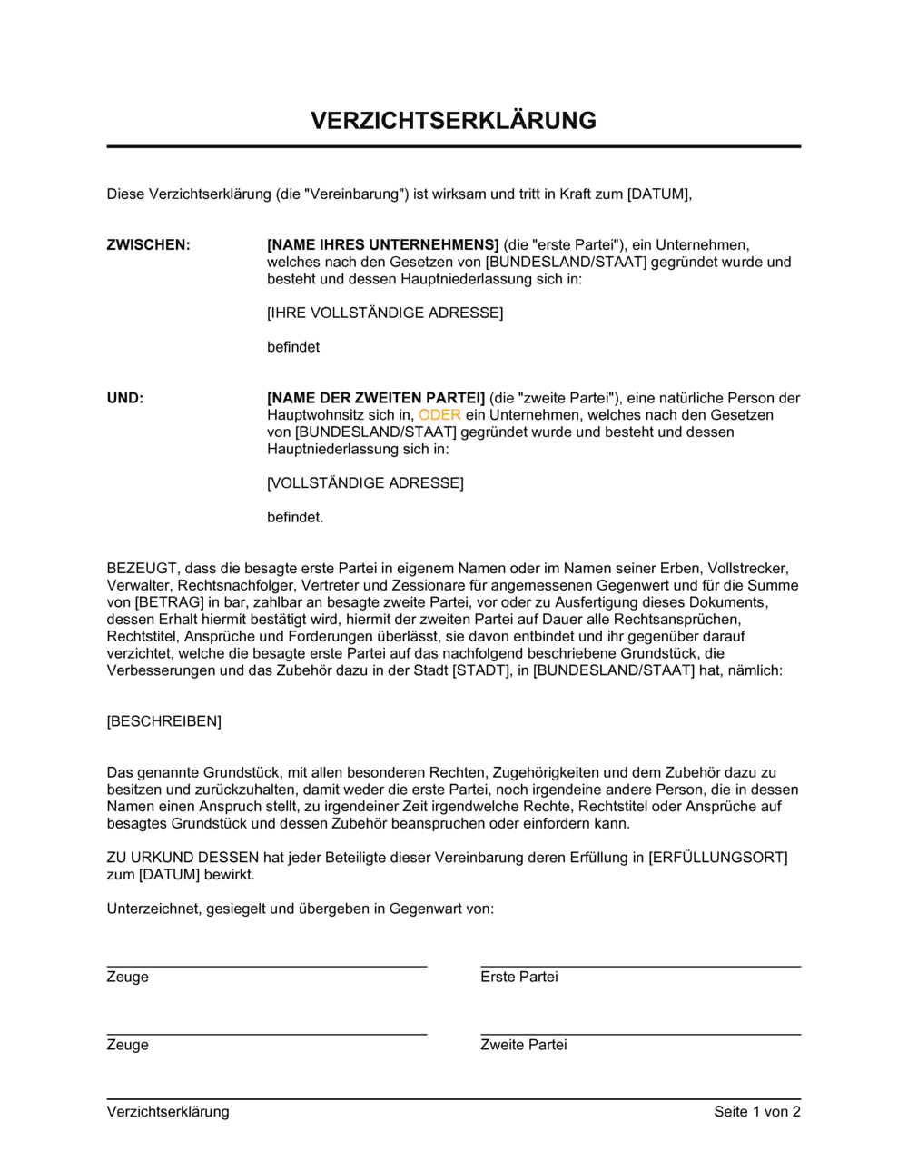 Business-in-a-Box's Verzichtserklärung