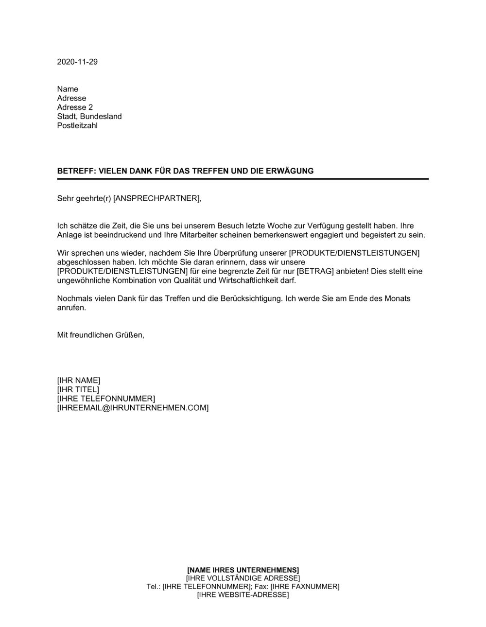 Business-in-a-Box's Vielen Dank für das Treffen und die Erwägung