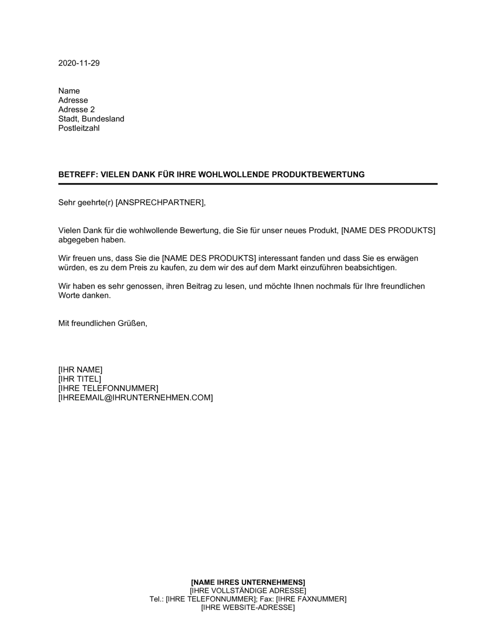 Business-in-a-Box's Vielen Dank für wohlwollende Produktbewertung