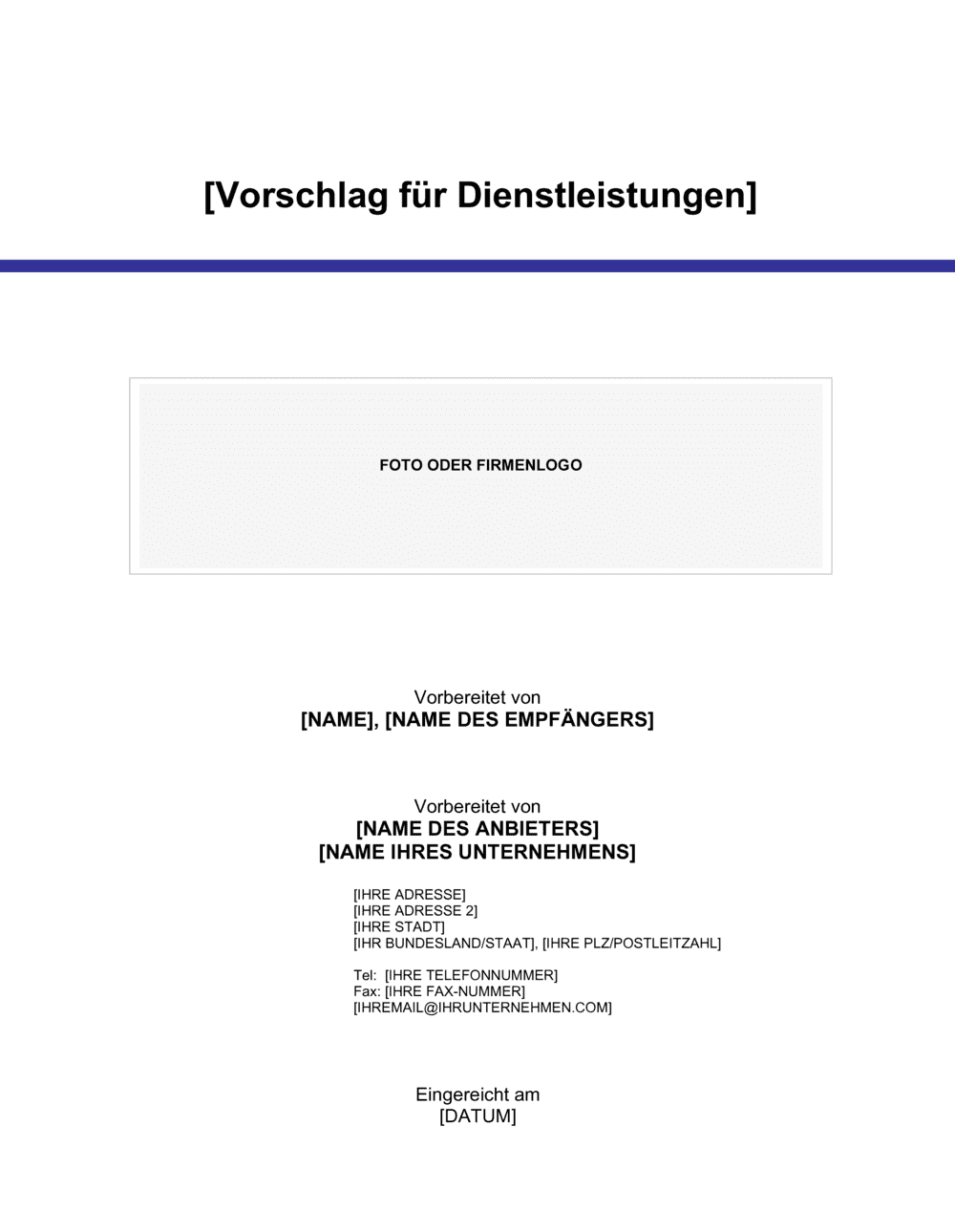 Business-in-a-Box's Vorschlag für Dienstleistungen