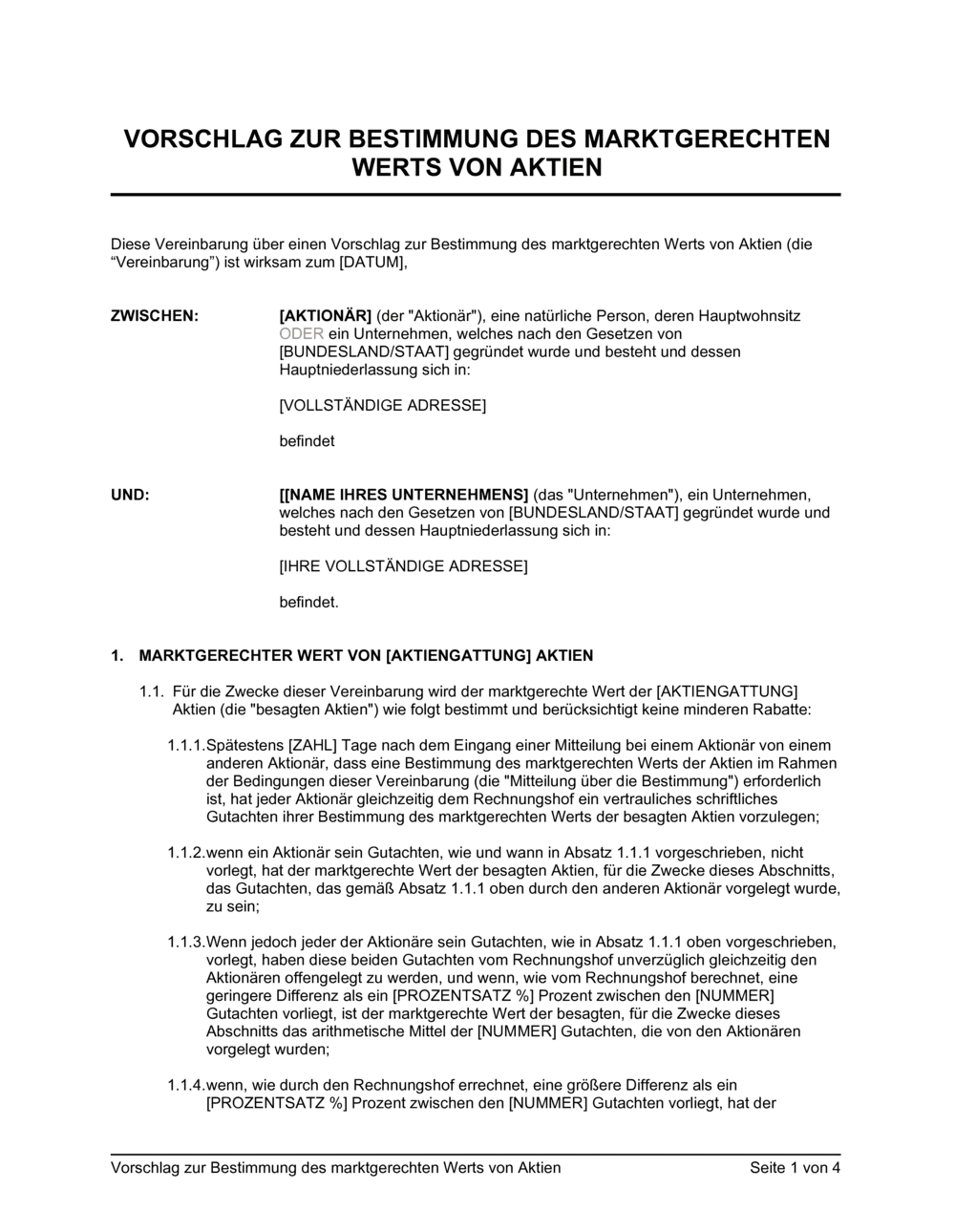 Business-in-a-Box's Vorschlag zur Bestimmung des marktgerechten Werts von Aktien