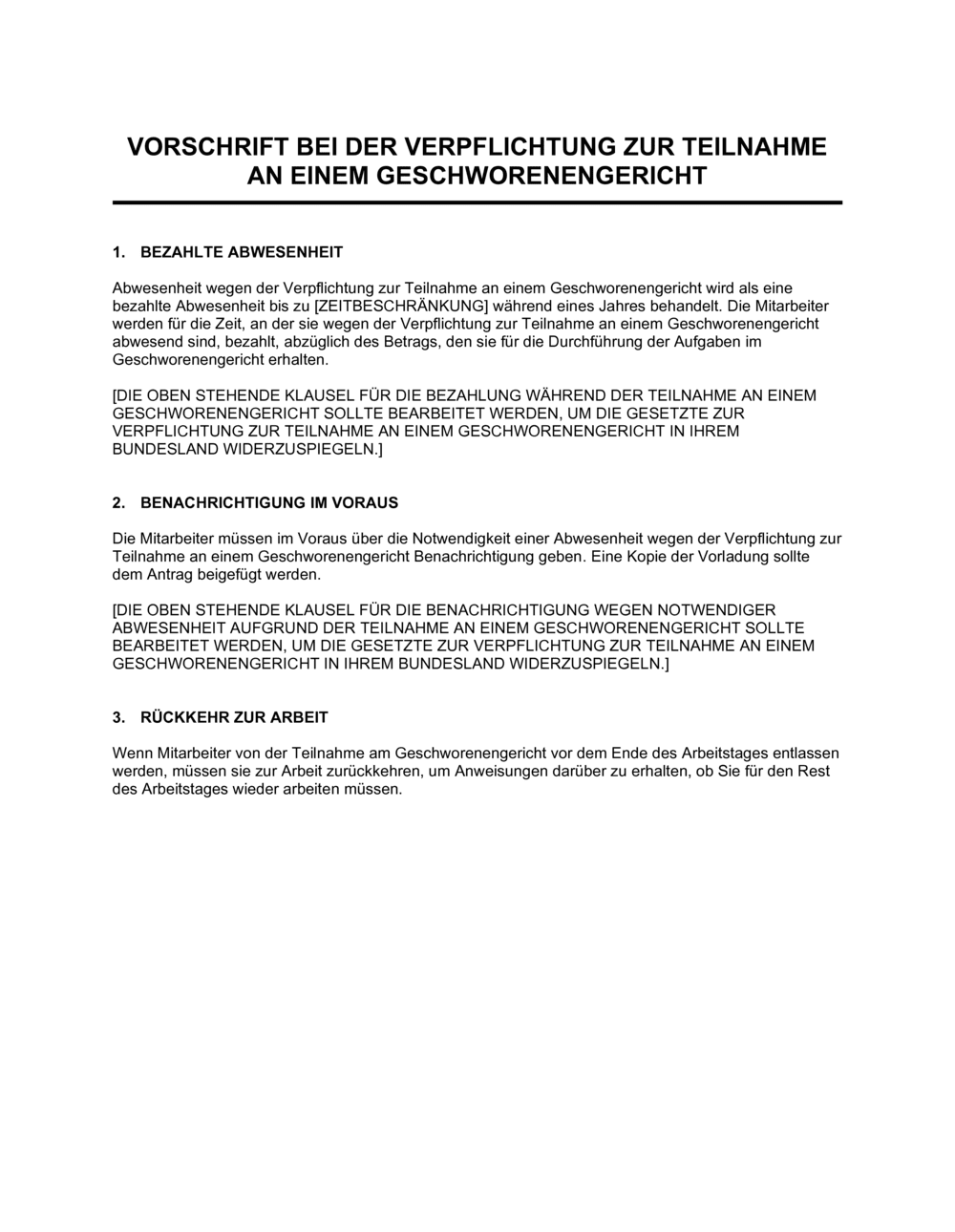 Business-in-a-Box's Vorschrift bei der Verpflichtung zur Teilnahme an einem Geschworenengericht