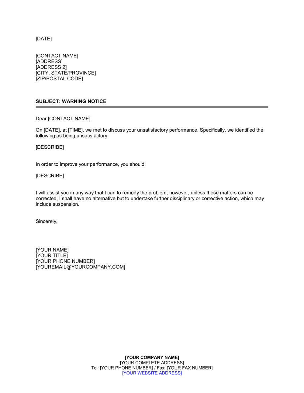 Business-in-a-Box's Warning Notice Template