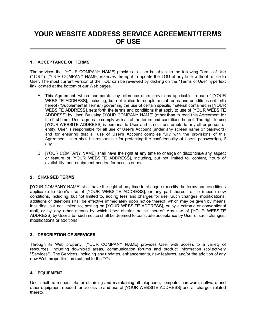 Service Agreement Template Doc from templates.business-in-a-box.com