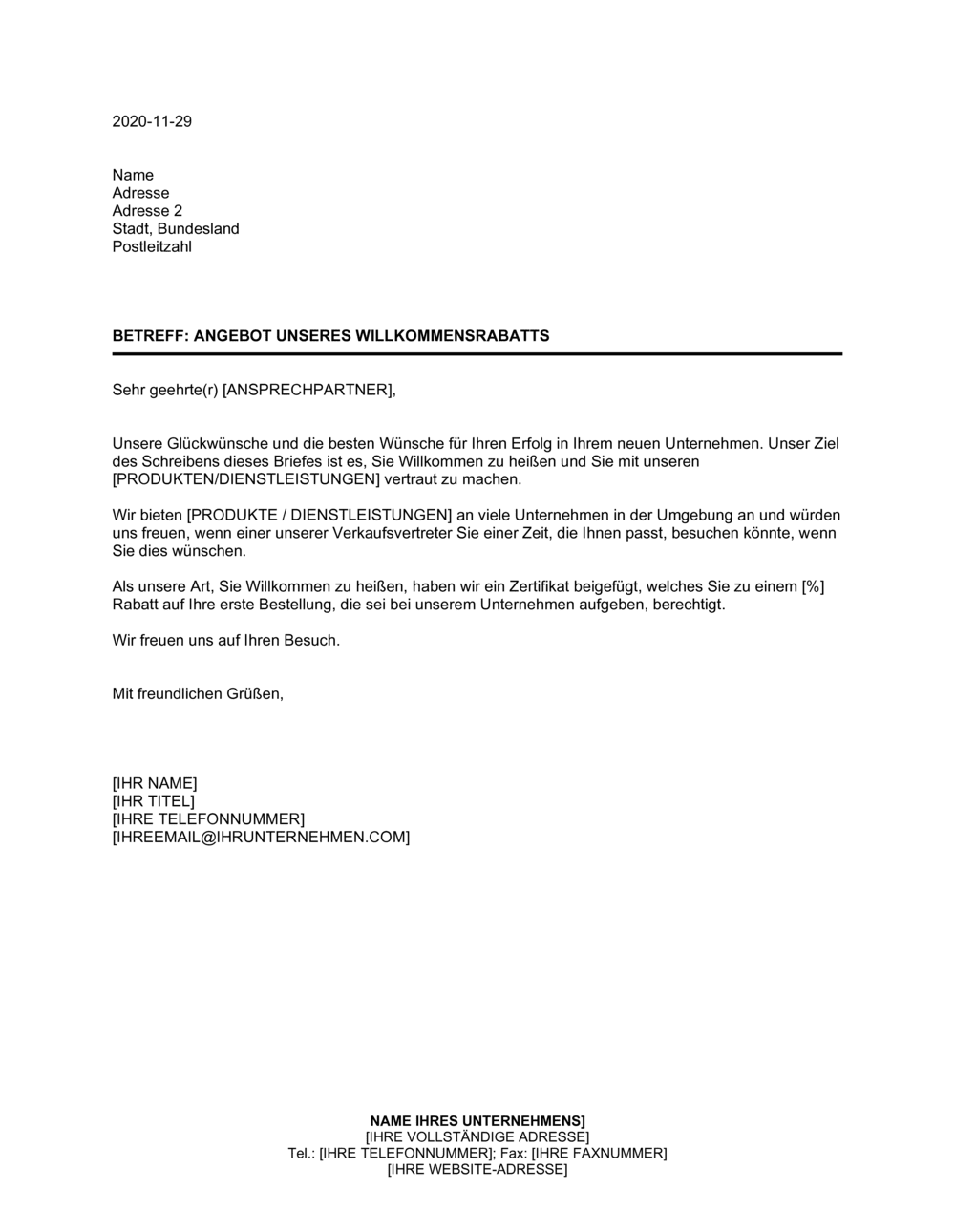 Business-in-a-Box's Willkommensrabatt für neues Unternehmen