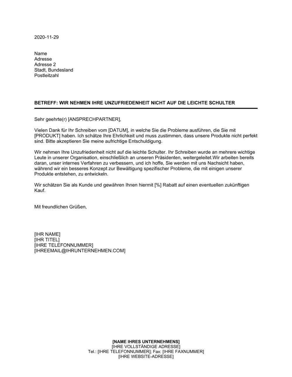 Business-in-a-Box's Wir nehmen Ihre Unzufriedenheit nicht auf die leichte Schulter