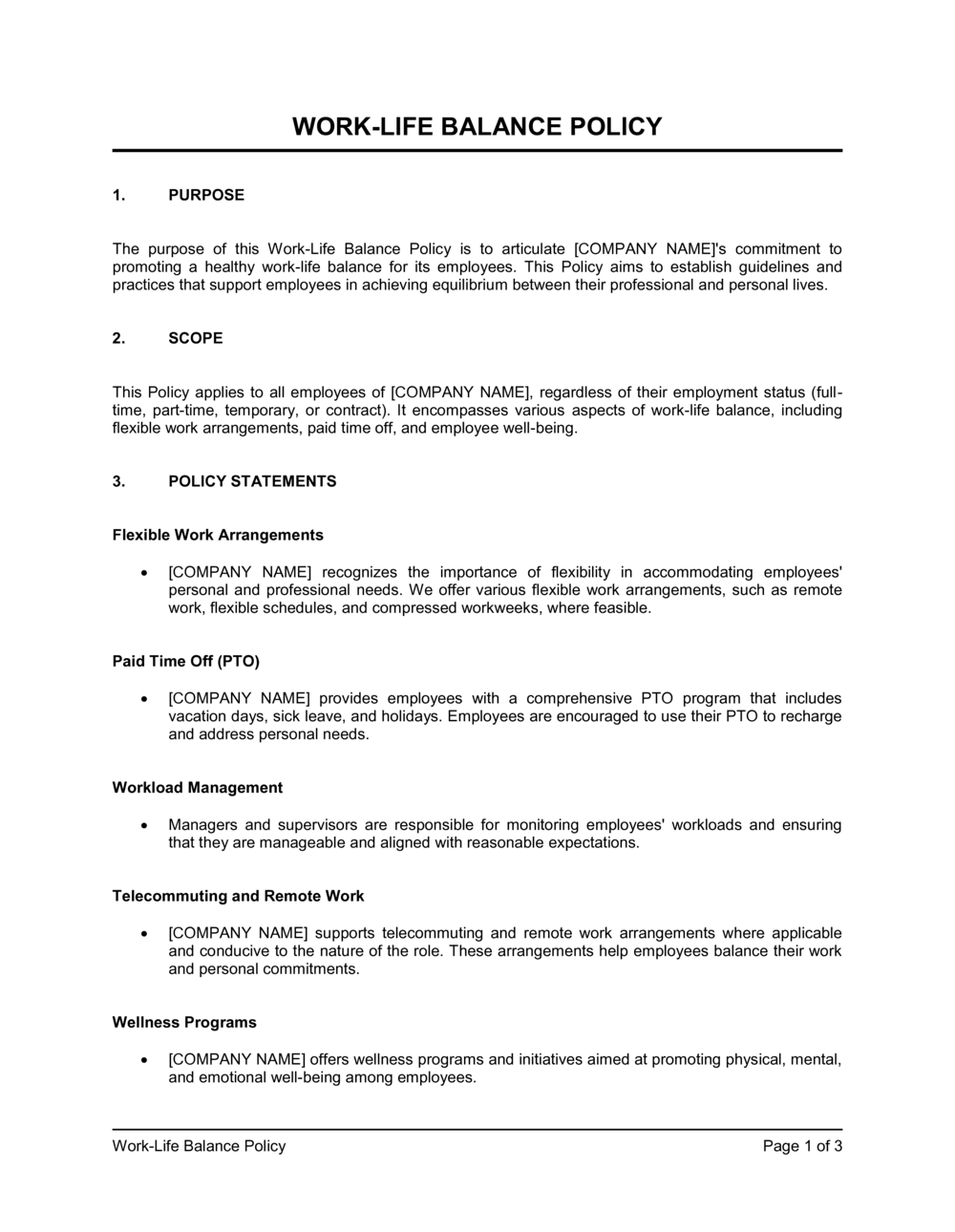Business-in-a-Box's Work Life Balance Policy Template