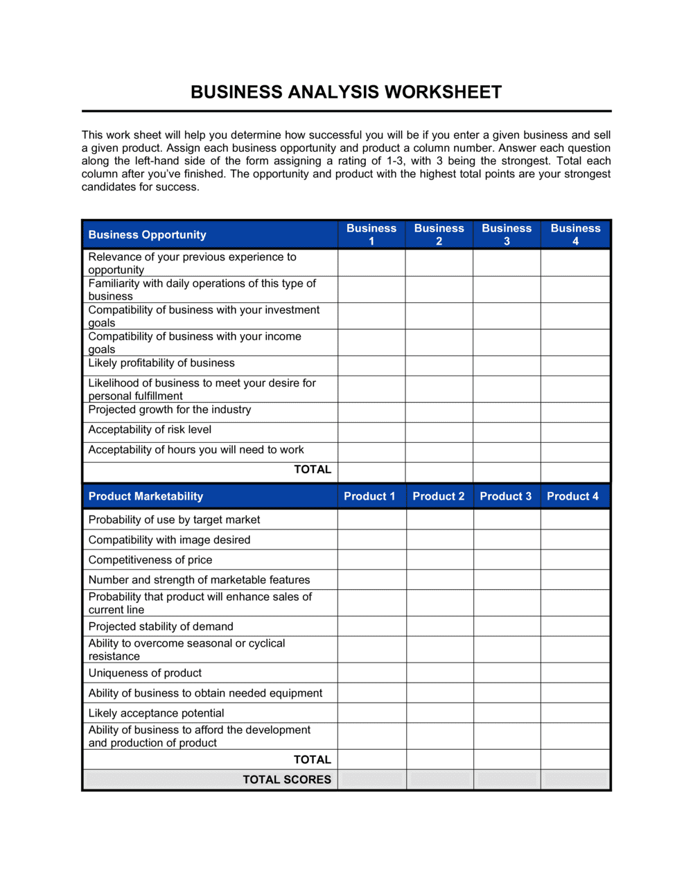 Worksheet Business Analysis Template  by Business-in-a-Box™ Intended For Business Analyst Documents Templates