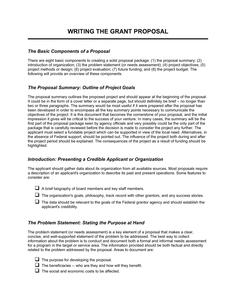 Writing the Grant Proposal Template  by Business-in-a-Box™