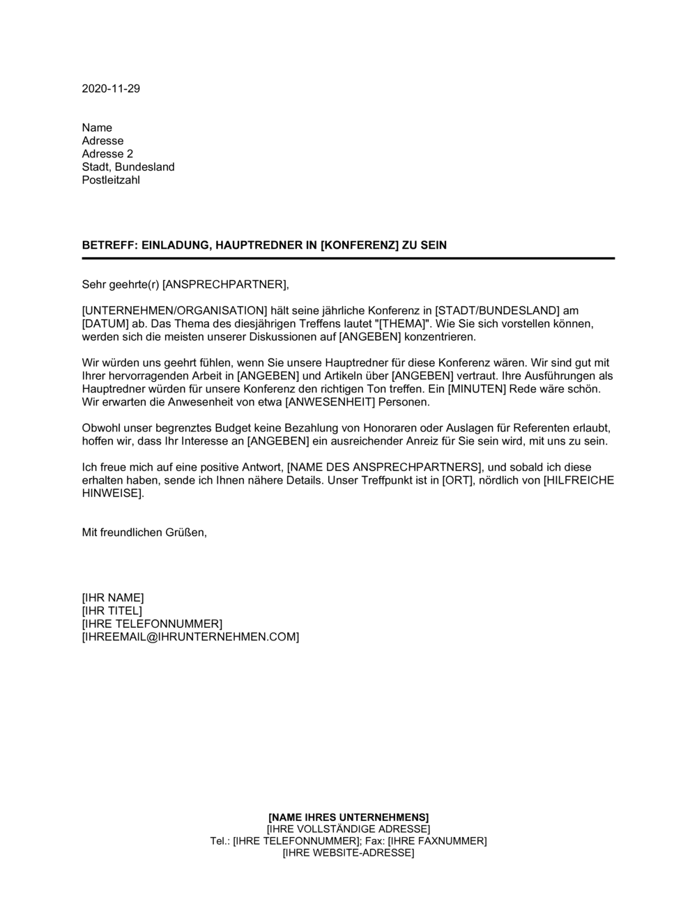 Business-in-a-Box's Würden Sie unser Hauptredner sein