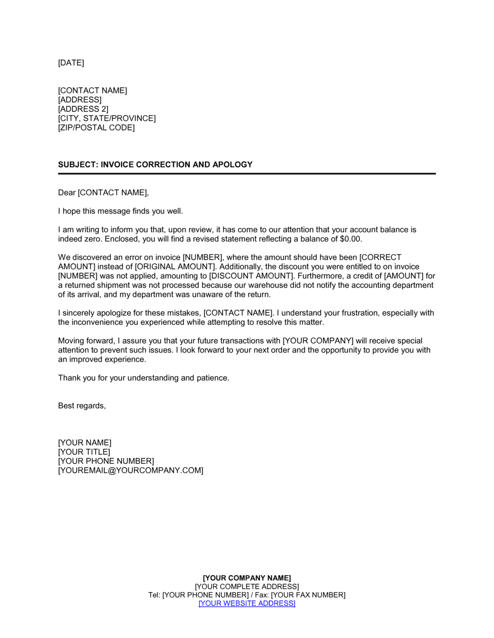 Business-in-a-Box's You Are Absolutely Right - You Owe Us Nothing Template