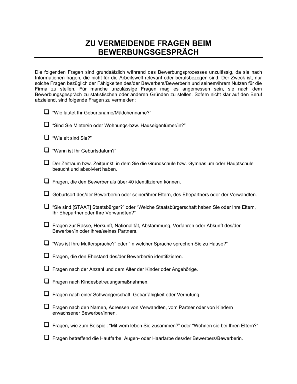 Business-in-a-Box's Zu Vermeidende fragen beim Bewerbungespräch