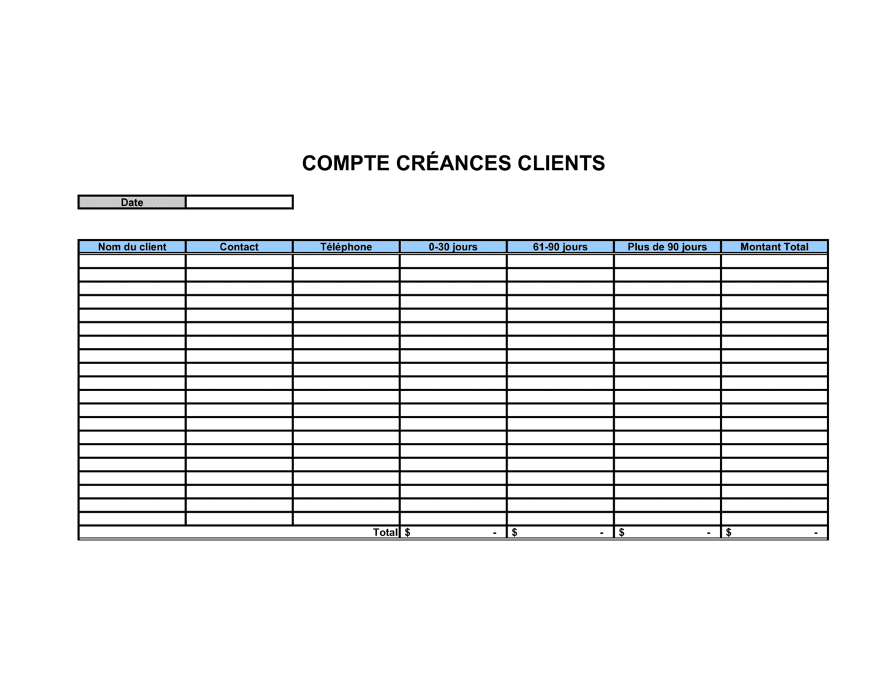 Business-in-a-Box's État de compte de créances