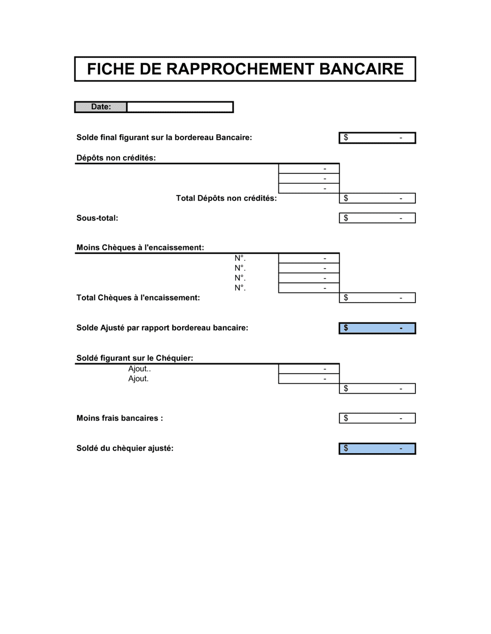 Business-in-a-Box's État de rapprochement bancaire