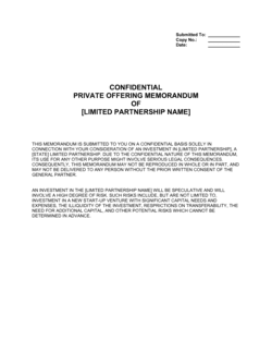 Business-in-a-Box's Offering Memorandum Limited Partnership Template