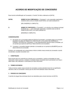 Business-in-a-Box's Modificação de Concessão
