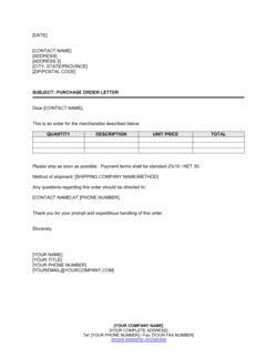 Purchase Order Letter