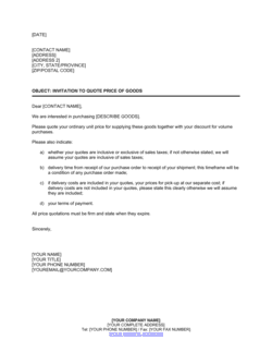request for quotation cover letter sample
