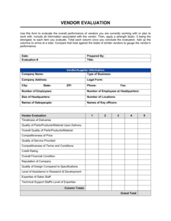 Vendor Evaluation