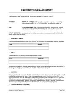 Business-in-a-Box's Equipment Sales Agreement Template