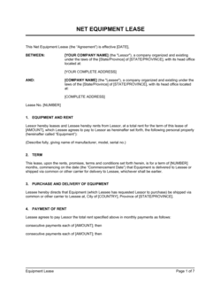 Business-in-a-Box's Net Equipment Lease 2 Template