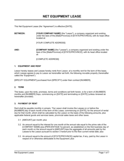 Business-in-a-Box's Net Equipment Lease Template