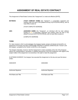 Business-in-a-Box's Assignment of Real Estate Contract Template