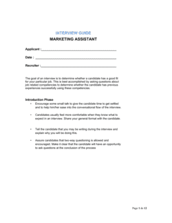 Business-in-a-Box's Interview Guide Marketing Assistant Template
