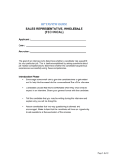 Business-in-a-Box's Interview Guide Sales Representative_Wholesale (Technical) Template