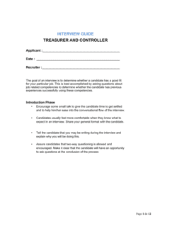 Interview Guide Treasurer and Controller