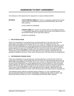 Business-in-a-Box's Addendum to Rent Agreement Template
